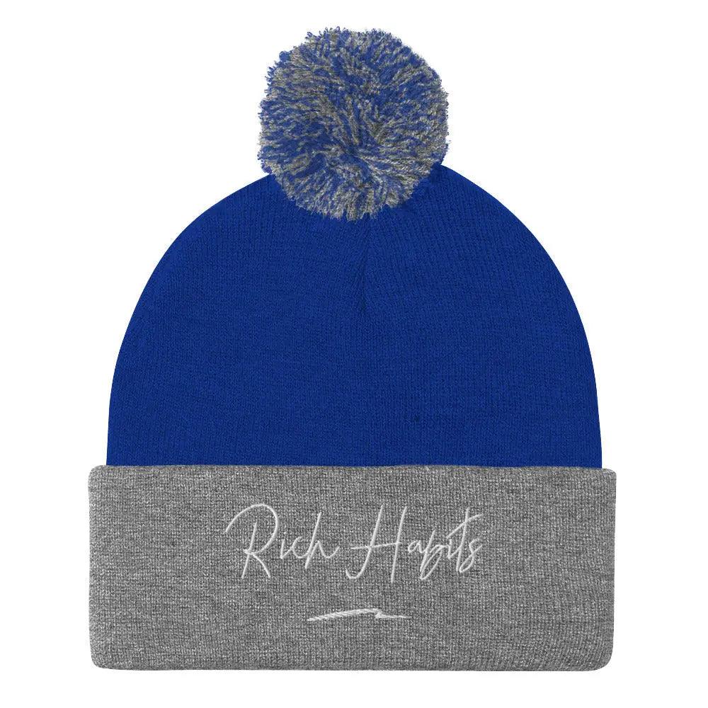 Pom-Pom Beanie - Royal/ Heather Grey