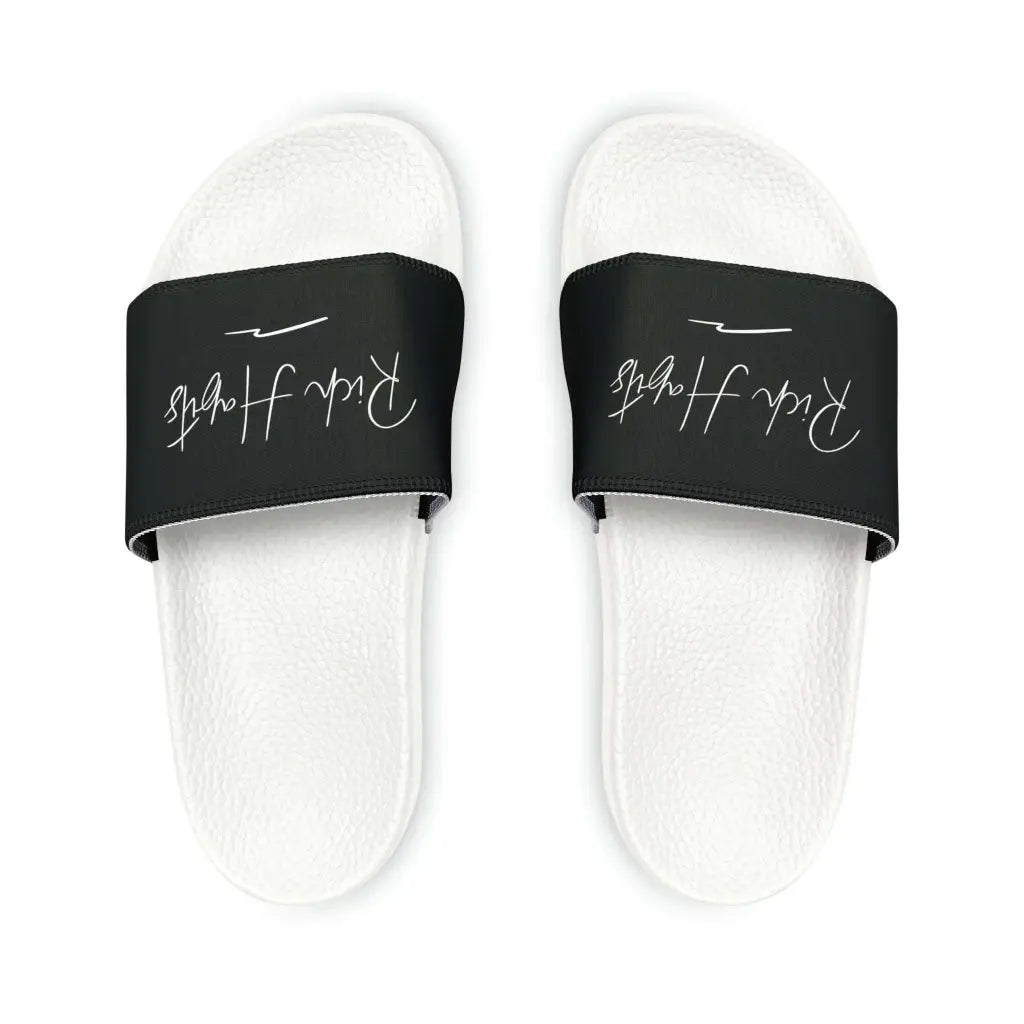 Black Youth PU Slide Sandals - White / Kid’s 13 - Shoes