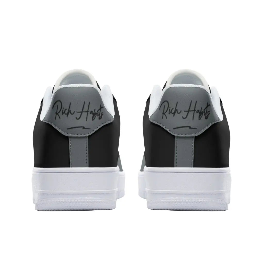 RH1 Black/Grey Low Top Leather Sneakers - Shoes