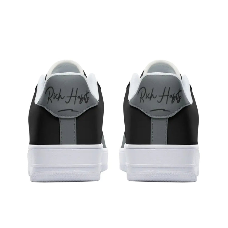 RH1 Black/Grey Low Top Leather Sneakers - Shoes