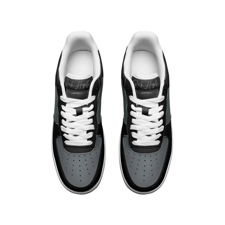 RH1 Black/Grey Low Top Leather Sneakers - Shoes