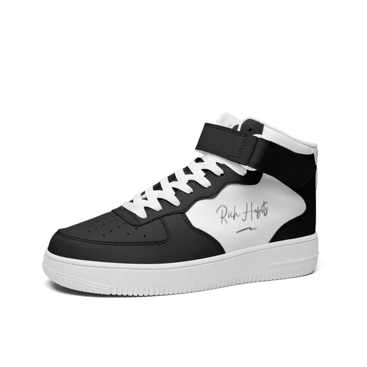 RH1 Black/White High Top Leather Sneakers - 3 Men / 4.5