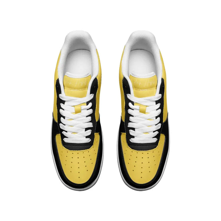 RH1 Black/Yellow Low Top Leather Sneakers - Shoes