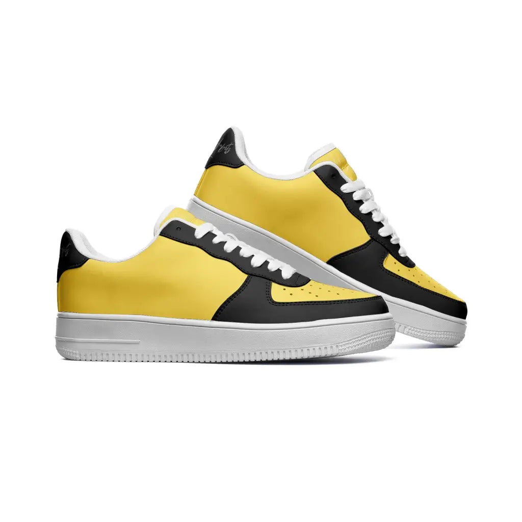 RH1 Black/Yellow Low Top Leather Sneakers - Shoes