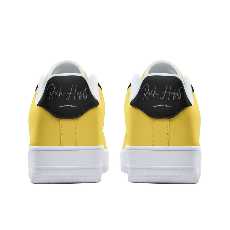 RH1 Black/Yellow Low Top Leather Sneakers - Shoes