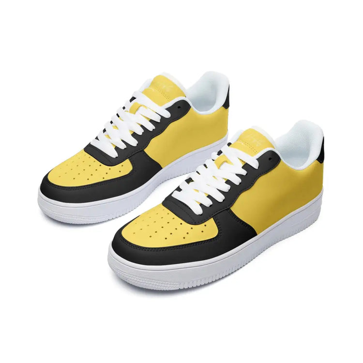 RH1 Black/Yellow Low Top Leather Sneakers - Shoes