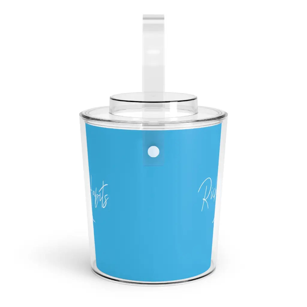 Sky Blue Ice Bucket with Tongs - One Size / Clear -