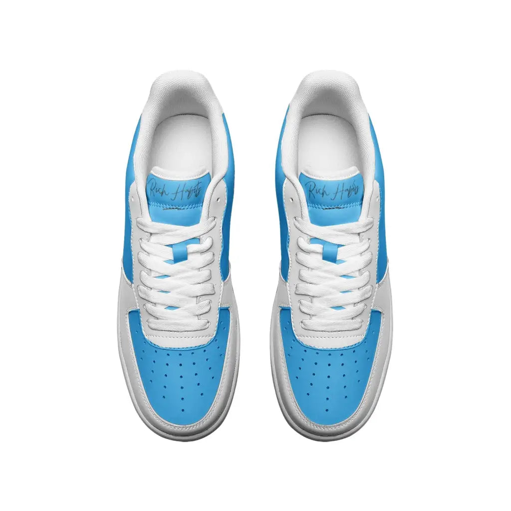 RH1 Sky Blue/White Low Top Leather Sneakers - Shoes