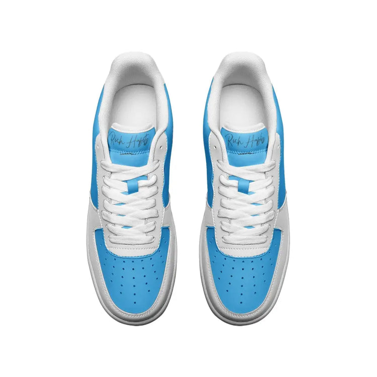 RH1 Sky Blue/White Low Top Leather Sneakers - Shoes