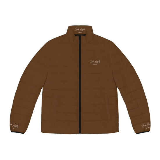 Brown Unisex Puffer Jacket - S / Black zipper - All Over