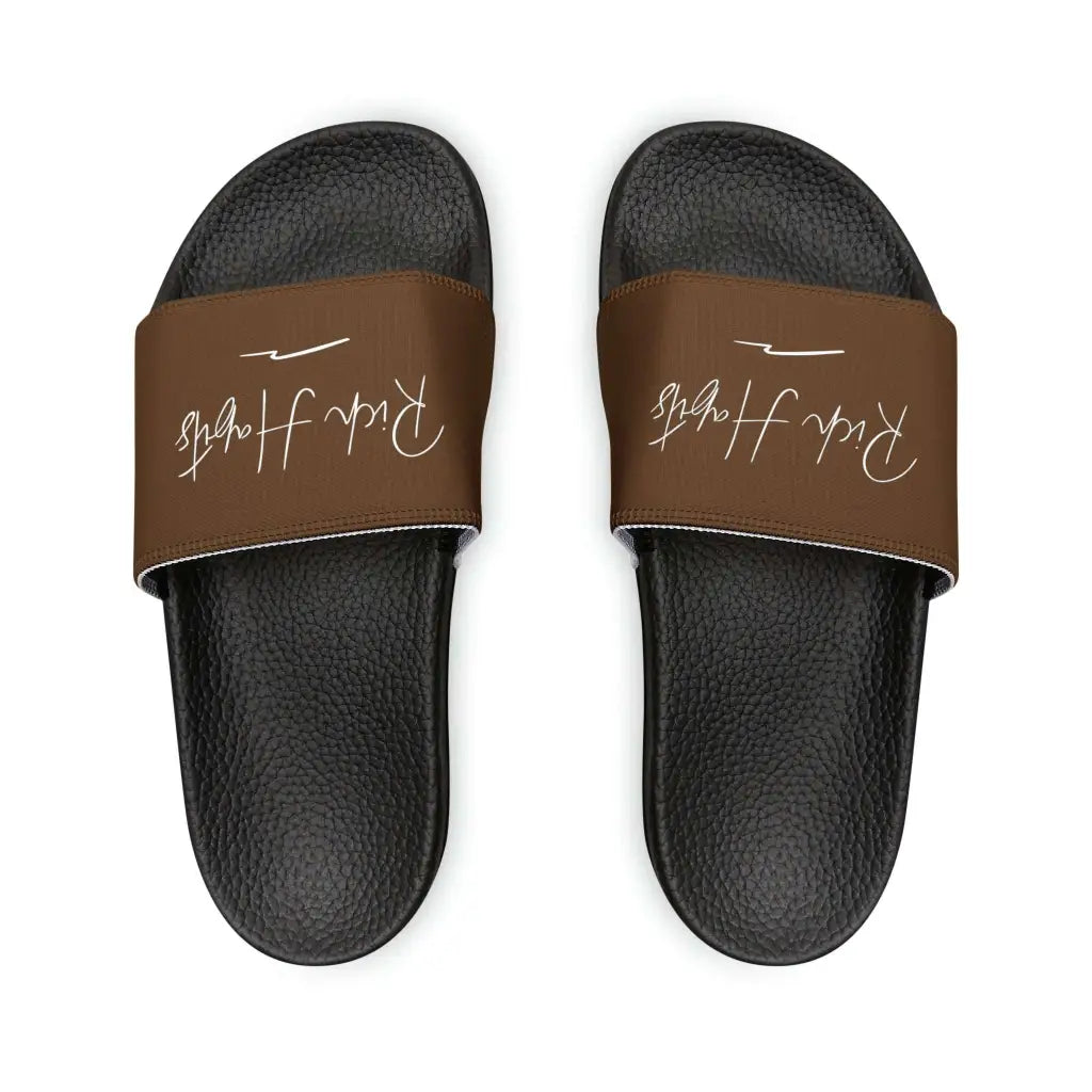 Brown Youth PU Slide Sandals - Black / Kid’s 13 - Shoes