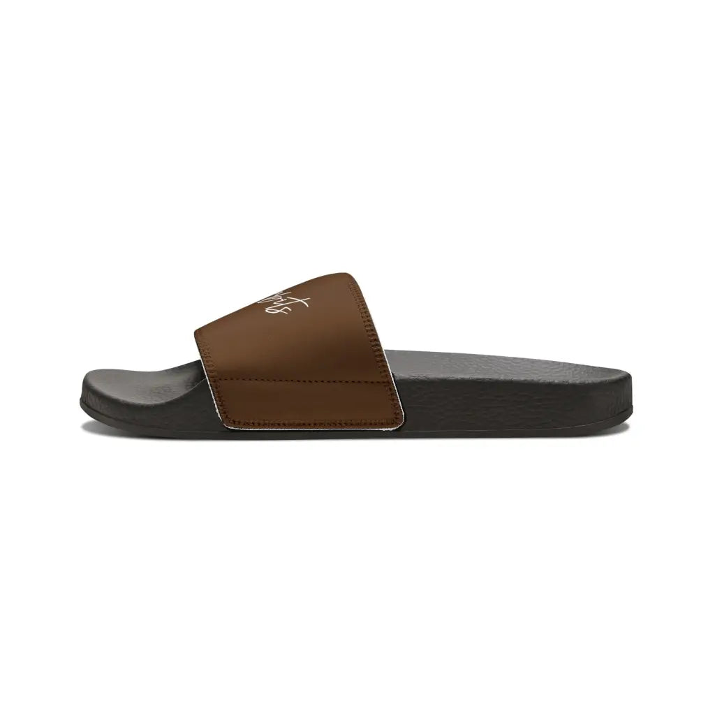 Brown Youth PU Slide Sandals - Shoes