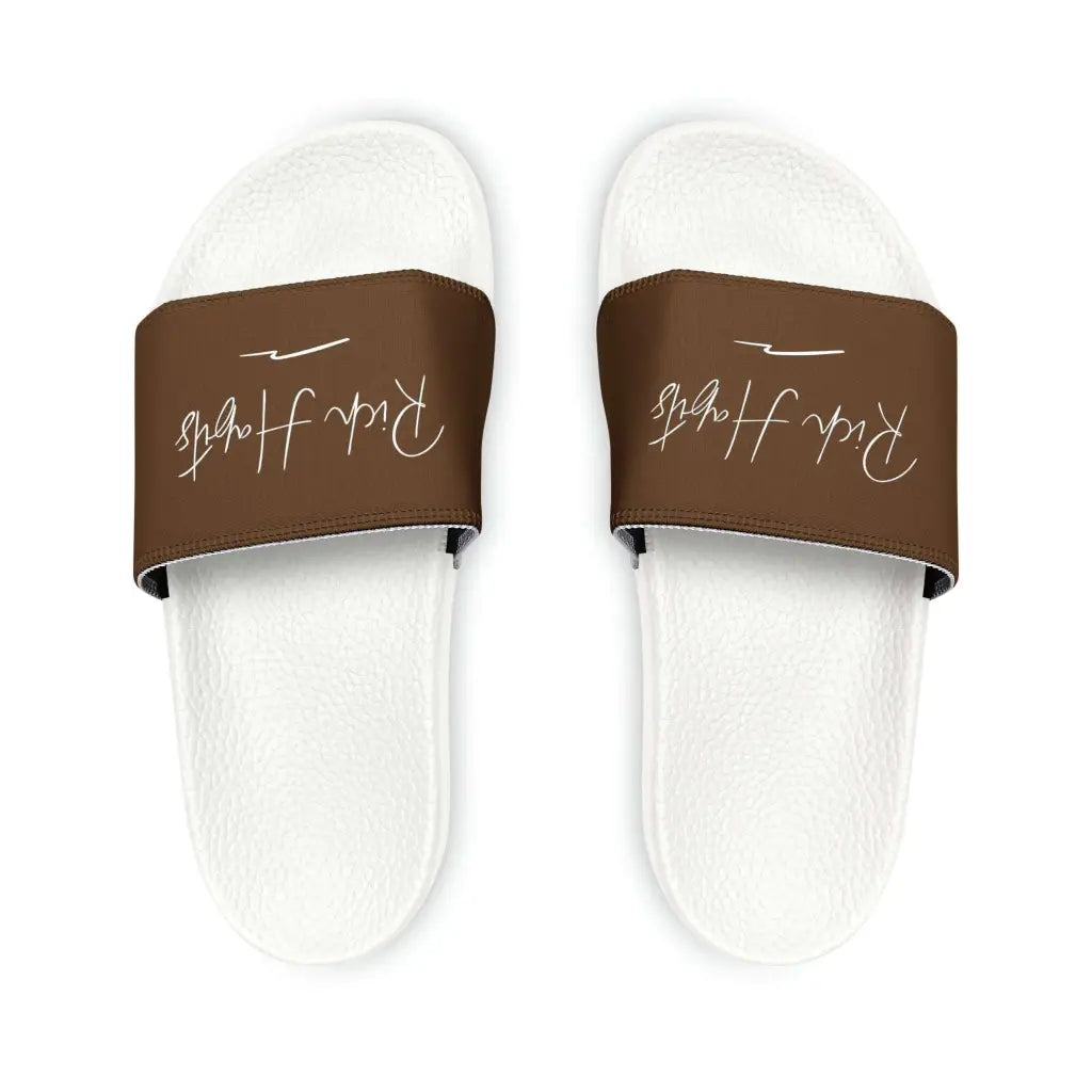 Brown Youth PU Slide Sandals - White / Kid’s 13 - Shoes