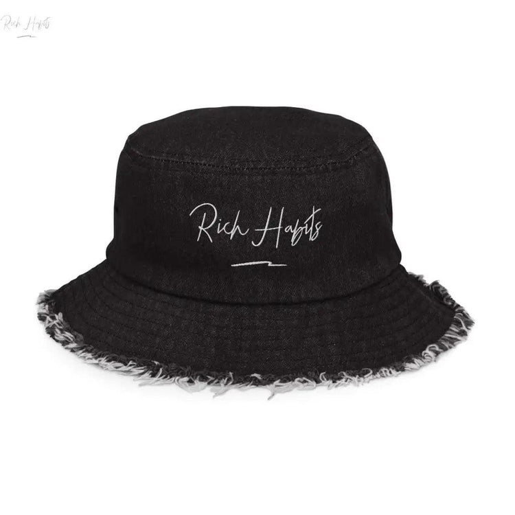 Distressed denim bucket hat on sale