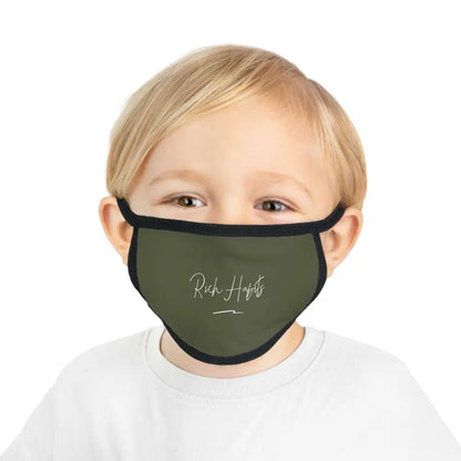 Green Kid’s Face Mask - One size / Black stitching -