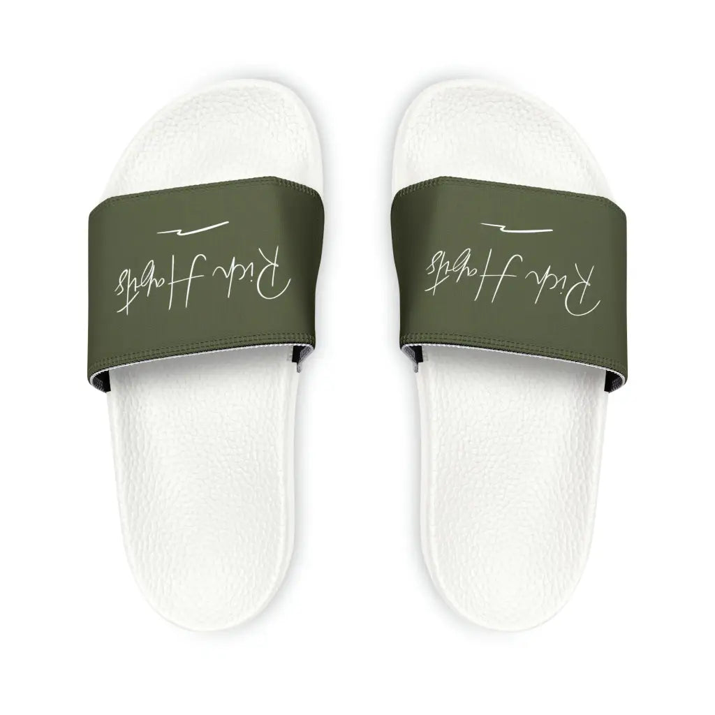 Green Youth PU Slide Sandals - White / Kid’s 13 - Shoes