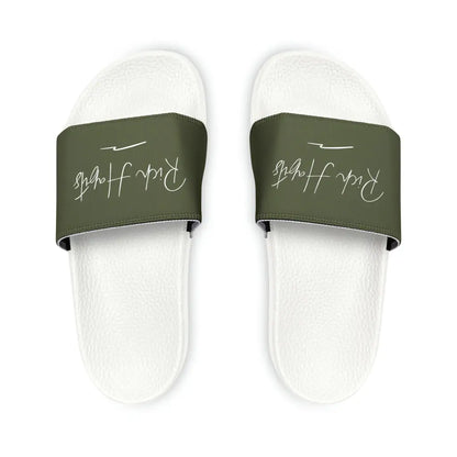 Green Youth PU Slide Sandals - White / Kid’s 13 - Shoes