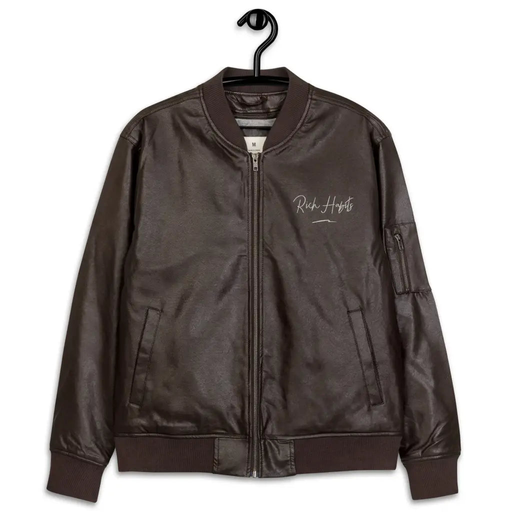Leather Bomber Jacket - Brown / XS