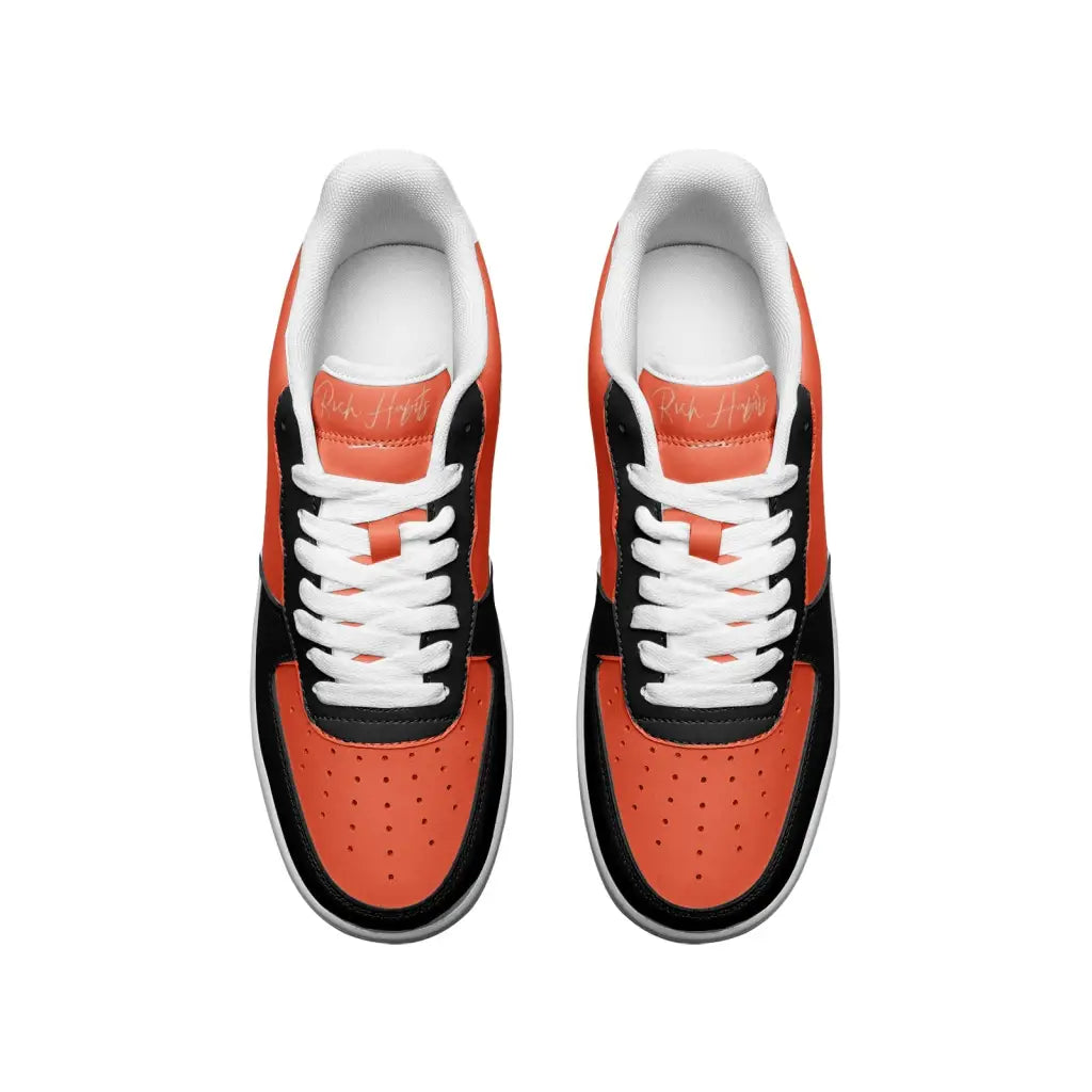 RH1 Orange/Black Low Top Leather Sneakers - Shoes