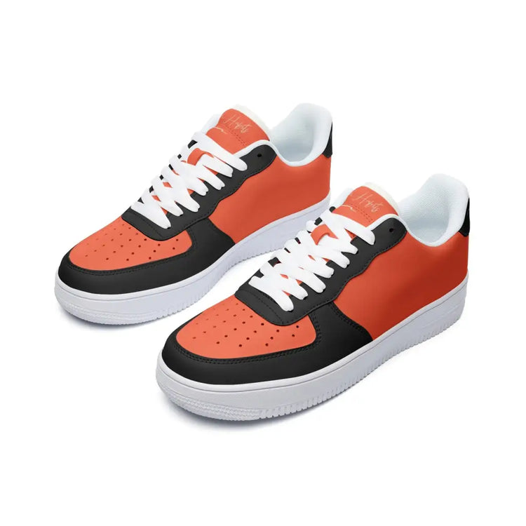 RH1 Orange/Black Low Top Leather Sneakers - Shoes