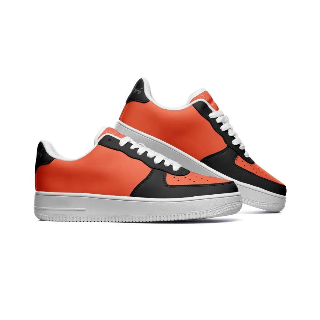 RH1 Orange/Black Low Top Leather Sneakers - Shoes