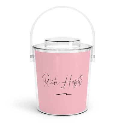 Pink Ice Bucket with Tongs - One Size / Clear - Accessories