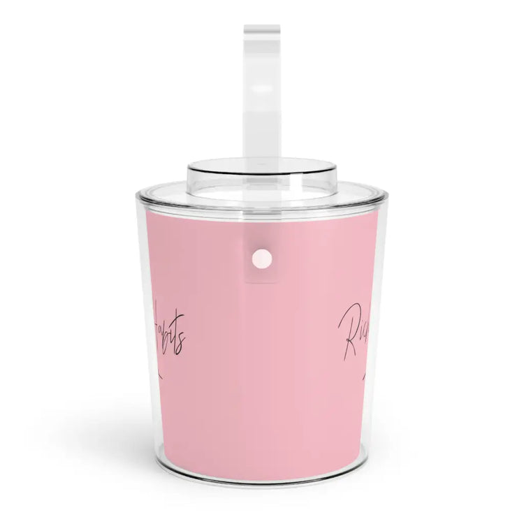 Pink Ice Bucket with Tongs - One Size / Clear - Accessories