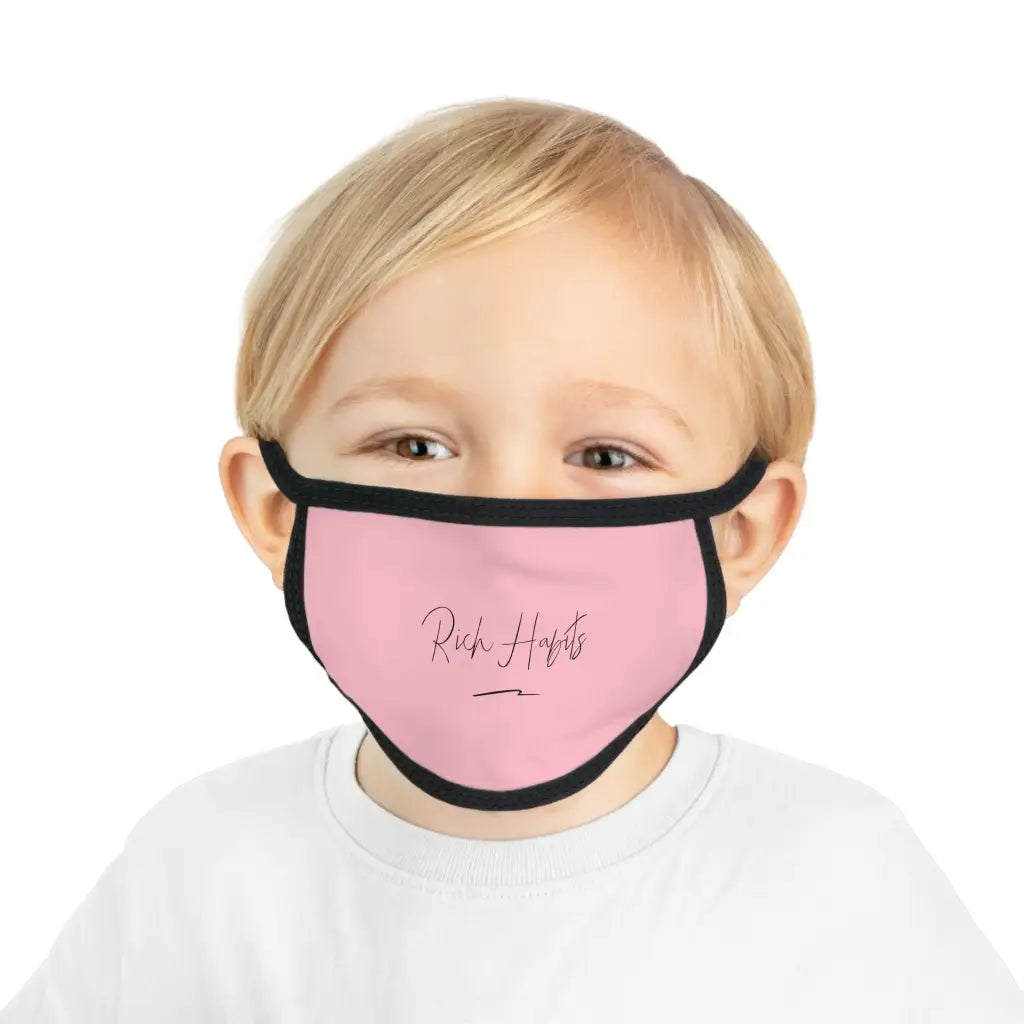 Pink Kid’s Face Mask - One size / Black stitching -