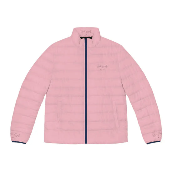 Pink Unisex Puffer Jacket - S / Dark blue zipper - All Over