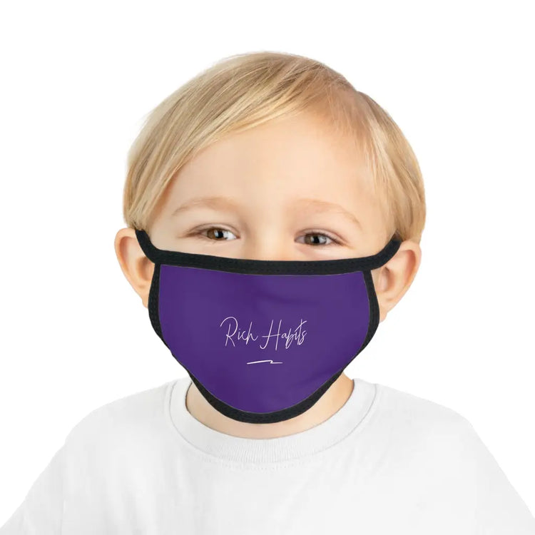 Purple Kid’s Face Mask - One size / Black stitching -