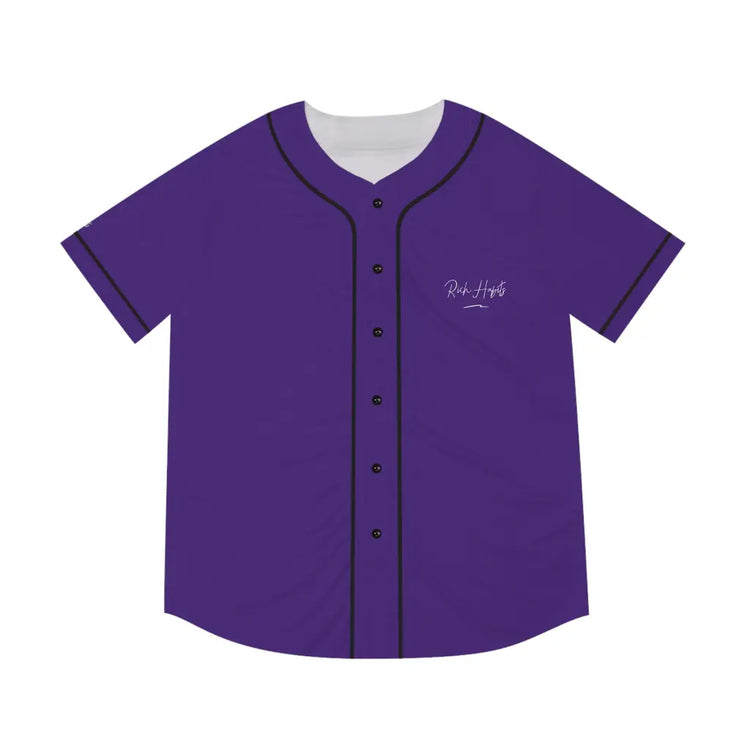 Purple Men’s Baseball Jersey - M / Black - All Over Prints