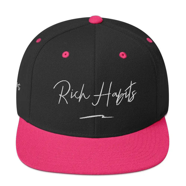 Snapback Hat - Black/ Neon Pink