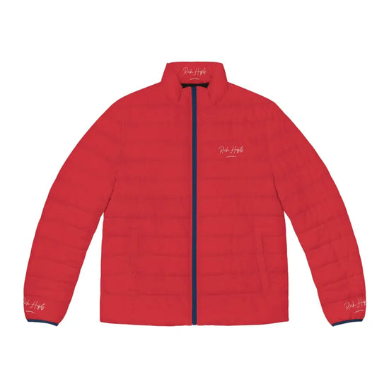 Red Unisex Puffer Jacket - S / Dark blue zipper - All Over
