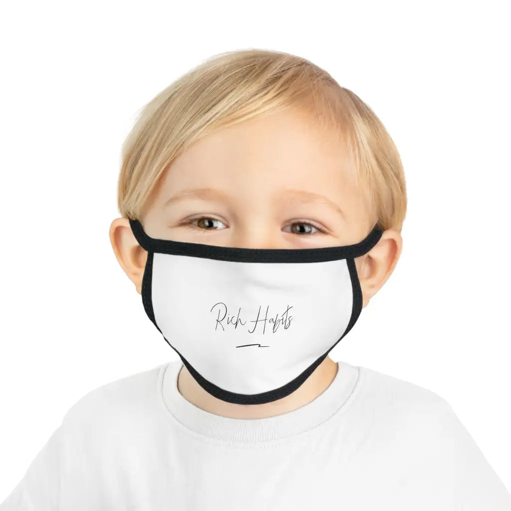 White Kid’s Face Mask - One size / Black stitching -