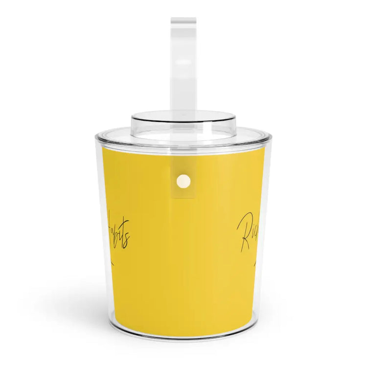 Yellow Ice Bucket with Tongs - One Size / Clear -