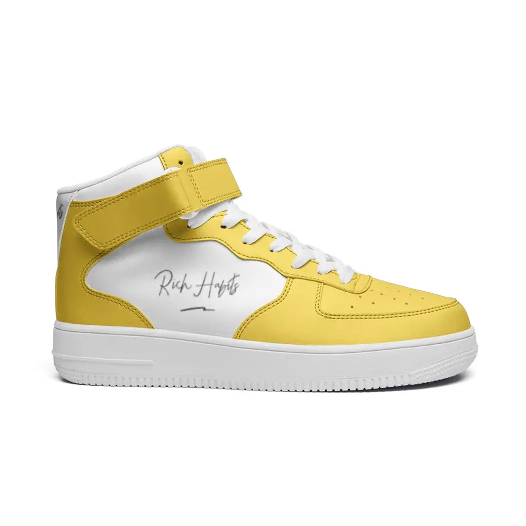 Yellow High Top Leather Sneakers - Shoes