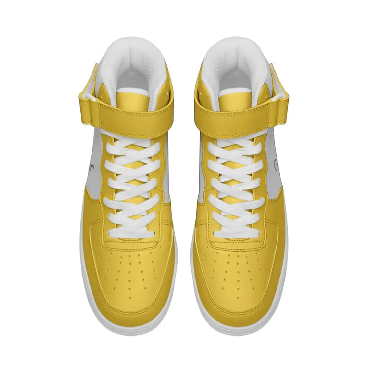 Yellow High Top Leather Sneakers - Shoes