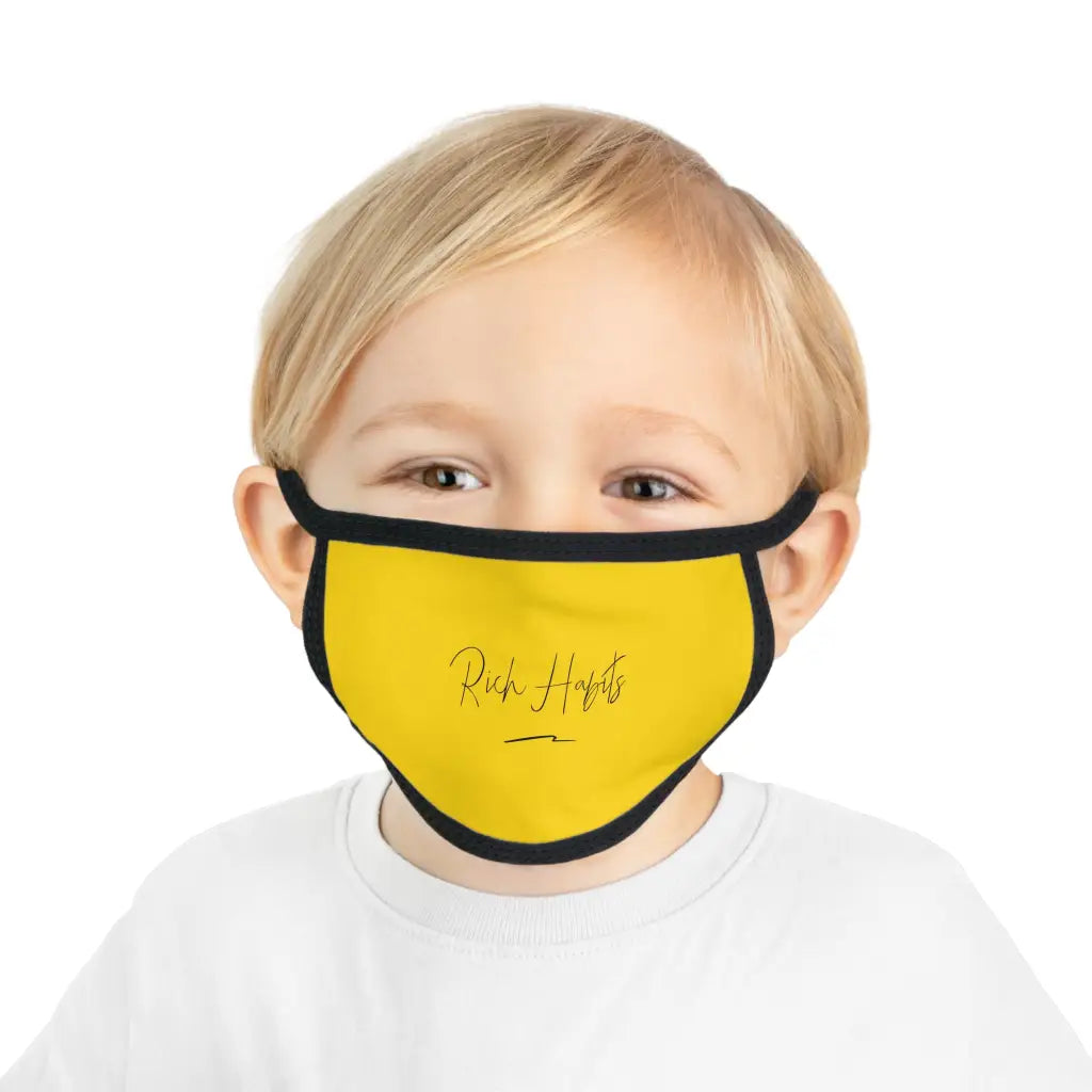 Yellow Kid’s Face Mask - One size / Black stitching -