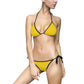 Yellow Women’s Bikini Swimsuit - S / Black - All Over Prints