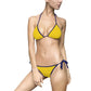 Yellow Women’s Bikini Swimsuit - S / Navy - All Over Prints