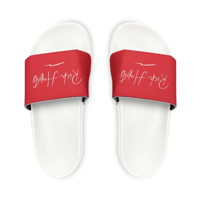 Red Youth PU Slide Sandals - White / Kid’s 13 - Shoes